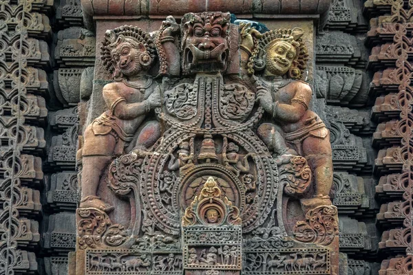 2007 Stone Sculpture Wall Mukteshwar Temple Bhubaneswar Orissa Orissa India — Stock Photo, Image