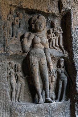 08 18 2006 Ellora Caves, stone-carved figures a UNESCO world Heritage near Aurangabad Maharashtra India.
