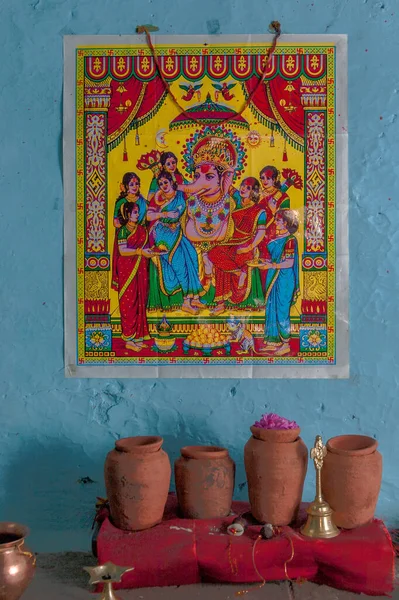 Весільні Обряди Ganesh Puja Sthapna Riddhi Siddhi Ganpati Indore Madhya — стокове фото