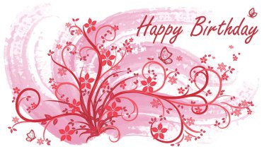 Birthday card. Greeting card in vintage style on a white background. Abstract floral bouquet with butterflies. Decorations, invitations, greeting cards, happy birthday, weddings. Vector