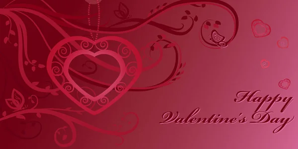Vackert Gratulationskort Glad Alla Hjärtans Dag Hjärtat Symbol För Kärlek — Stock vektor