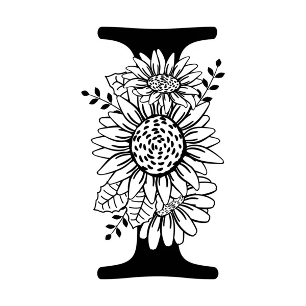 Hoofdletter Met Bloemen Monogram Handtekening Titel Onderschrift Van Het Scherm — Stockvector