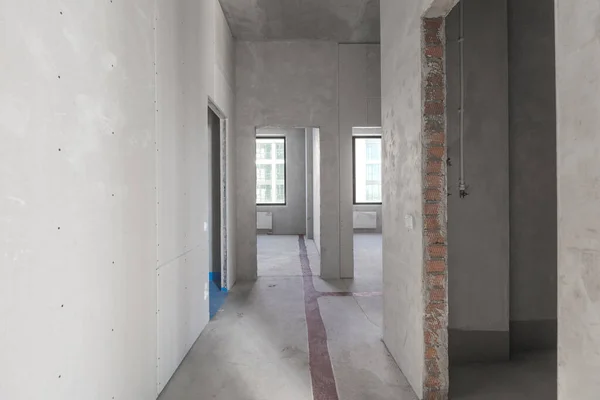 Interior Apartamento Sem Decoração Cores Cinza — Fotografia de Stock