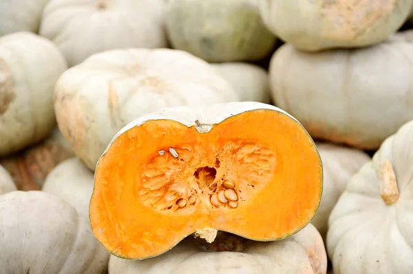 A Sliced Pumpkin At The Market — Stock Photo, Image