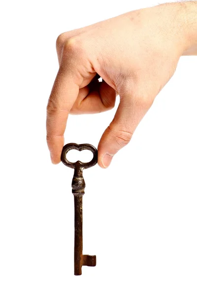Hand hält Vintage-Türschlüssel — Stockfoto