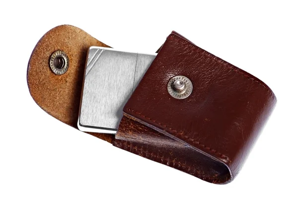 Vintage leather case for lighter — Stock Photo, Image