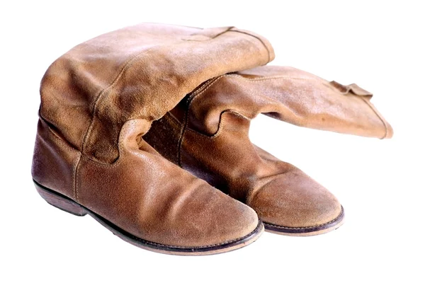 Vintage brown leather boots — Stock Photo, Image