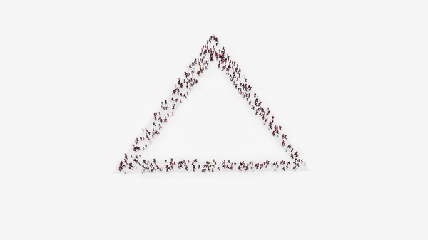 Треугольный символ Изолированная группа разных людей. 3d-рендеринг — стоковое фото