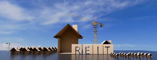 Imagem conceitual da sigla de negócio REIT como Real Estate Investment Trust. Renderização 3d — Fotografia de Stock