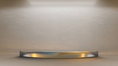 Ürün sunumu için minimum kozmetik arka plan. Geometrik alçı arka plan. Paketleme sunumu ve kozmetik için podyum. 3d oluşturma