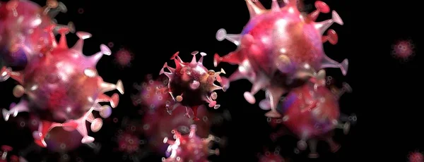 Coronavirus 2019-nCov neuartiges Coronavirus-Konzept, das für den Ausbruch der Asiatischen Grippe verantwortlich ist und Coronaviren-Influenza als gefährliche Grippefälle als Pandemie. Mikroskopvirus aus nächster Nähe. 3D-Darstellung — Stockfoto