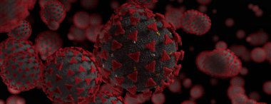 Coronavirus 2019-nCov romanı Coronavirus konsepti grip salgını ve koronavirüs gribi salgını kadar tehlikeli. Mikroskop virüsü yaklaşıyor. 3D görüntüleme. 3d illüstrasyon