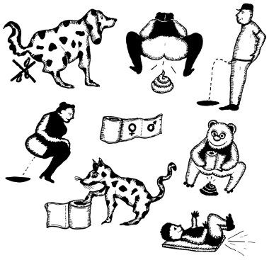 hayvan ve insan dungs Icons set