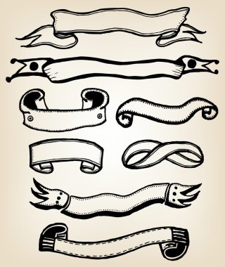 Doodle vintage afiş ve sirk bayrakları