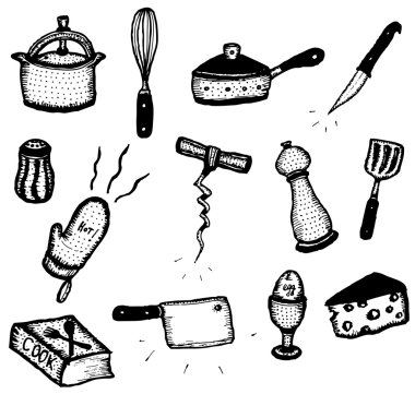 Doodle Cook Icons Set