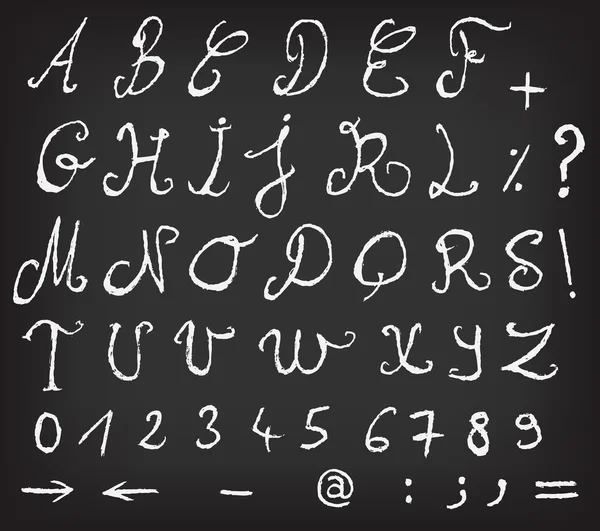 Handgezeichnetes Alphabet auf Schultafel — Stockvektor