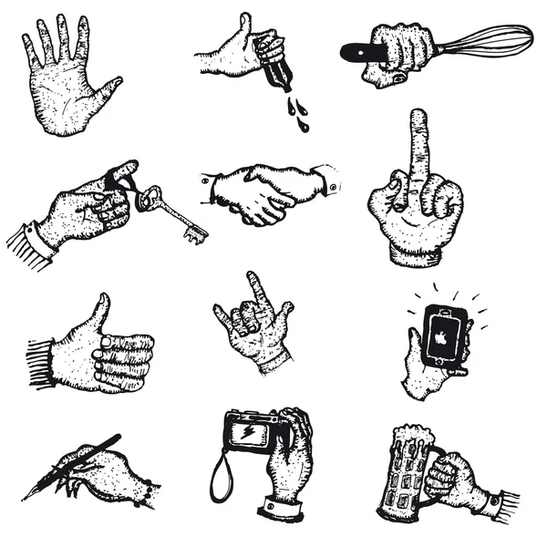 Doodle ruce v akční ikony Vektorová Grafika