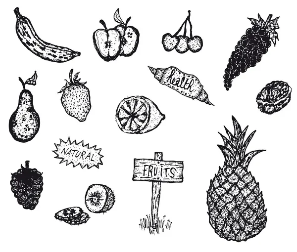 Conjunto de Frutas de Doodle — Archivo Imágenes Vectoriales