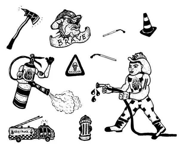 Fire fighting Icons Set — стоковый вектор