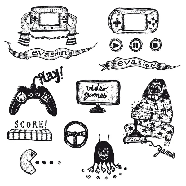 Conjunto de videojuegos, iconos y botones — Archivo Imágenes Vectoriales