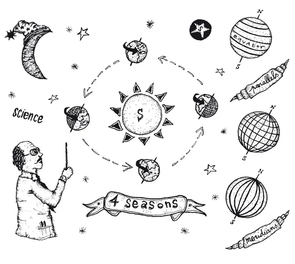 Aardwetenschappen en zonnestelsel set — Stockvector