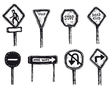 Road And Traffic Signs Set clipart
