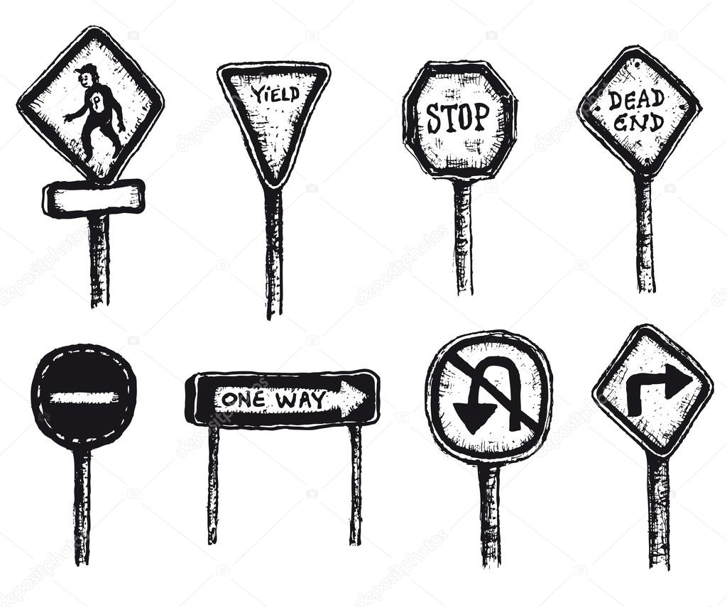 Road And Traffic Signs Set