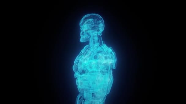 Hologramme du robot marcheur Gros plan — Video