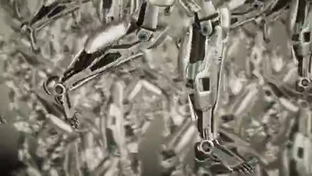 Close-up van robotbenen lopen — Stockvideo