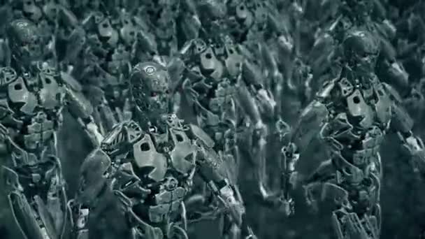 Robôs Grungy caminhando para a frente — Vídeo de Stock