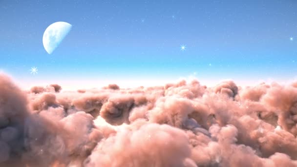 Fantasy różowy toon chmury — Wideo stockowe