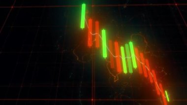 Borsa Kırmızı Mum Çubuklarını Düşürdü. Yüksek kalite 4k görüntü