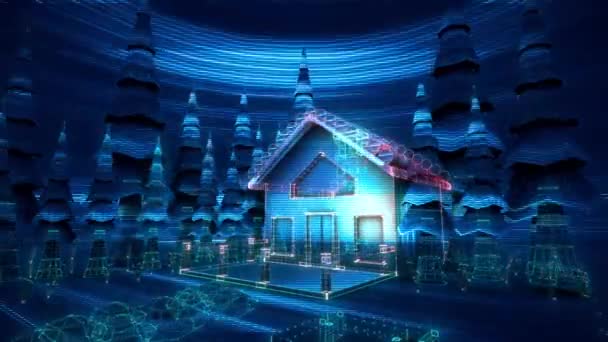 Animación Glitch Virtual House — Vídeos de Stock