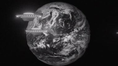 Ufo 'nun Dünya' ya Bakışının 3D animasyonu Eski TV Stili Görüntüler