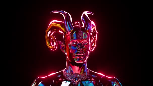 Neon Diabeł Wysokiej Jakości Materiał — Wideo stockowe