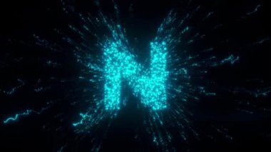 Fütürist Parçacıkları olan bir harf. Yüksek kalite 4k görüntü