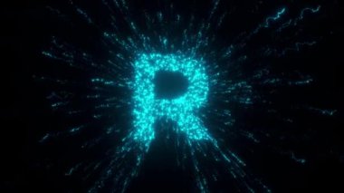 Fütürist Parçacıkları olan R harfleri. Yüksek kalite 4k görüntü