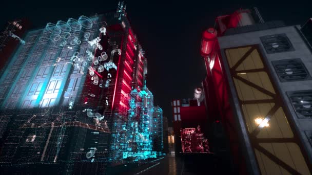 Cyberpunk Metaverse Caddesi Yüksek Kalite Görüntü — Stok video