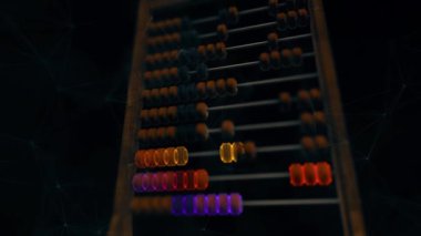 Abacus with Digital Particles 4k. High quality 4k footage