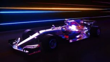 Süper hızlı araba yolda gidiyor. Işıklar yanacak. Hiper hız otomobil ve trafik konsepti. Yüksek kalite 4k görüntü