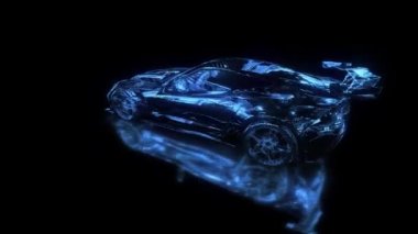 Değiştirilmiş Hızlı Spor Araba Hologramı 4K. Yüksek kalite 4k görüntü