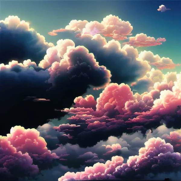 anime evening clouds 8. High quality 3d illustration