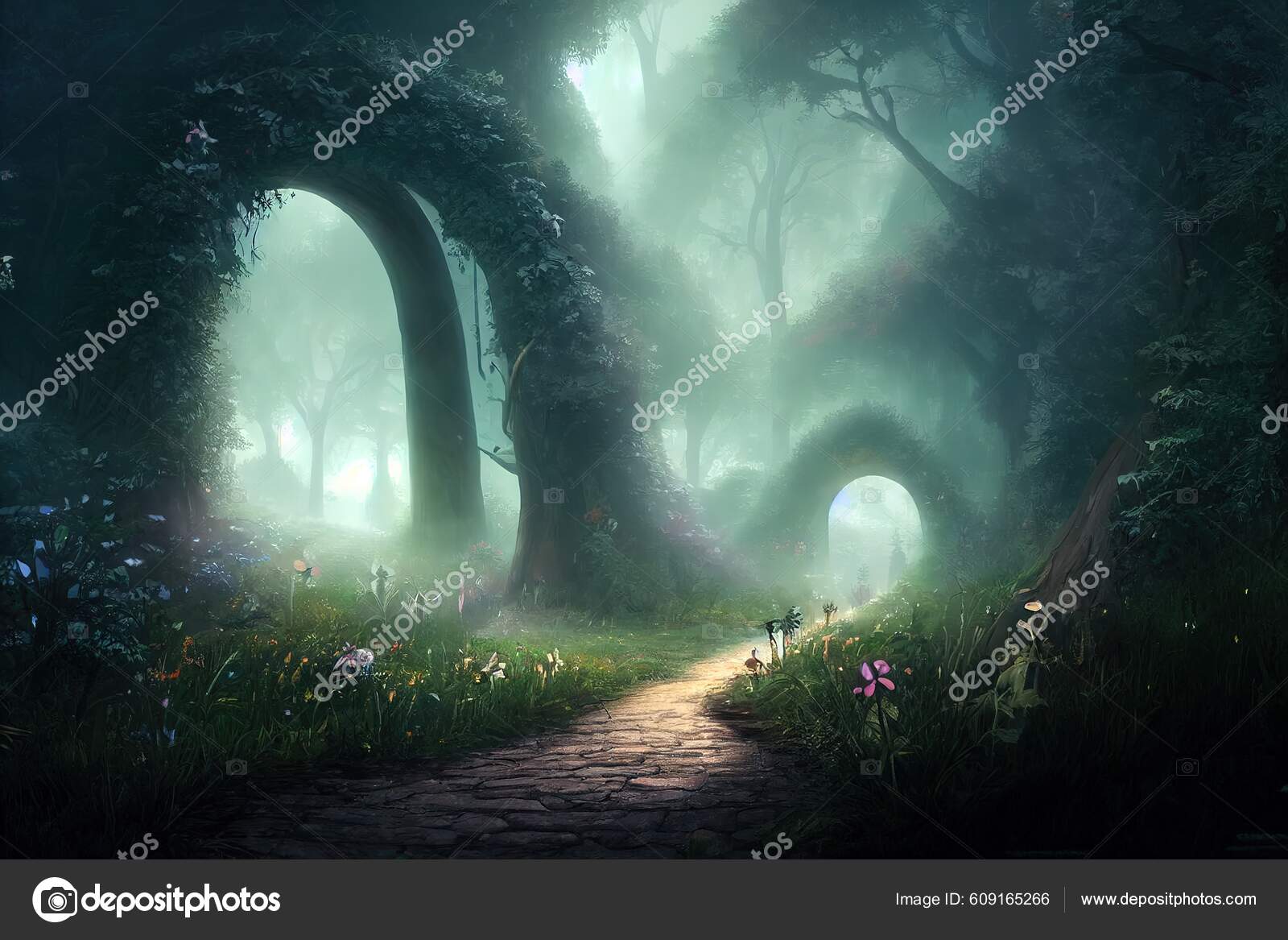 The Enchanted Forest  Fantasy landscape, Magic forest, Anime scenery