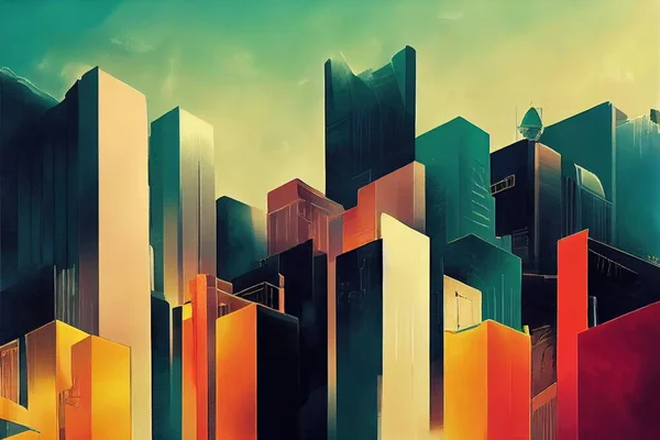 2d stylised painting like illustration of Dublin abstract city high quality abstract 2d ilustration.