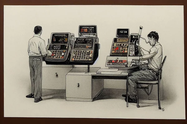 Calculating Machine Operator. High quality 2d illustration
