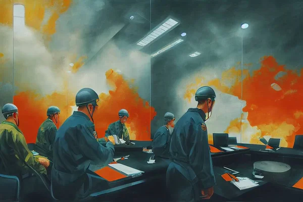 Command and Control Center Specialists ,Painting style V2 High quality 2d illustration