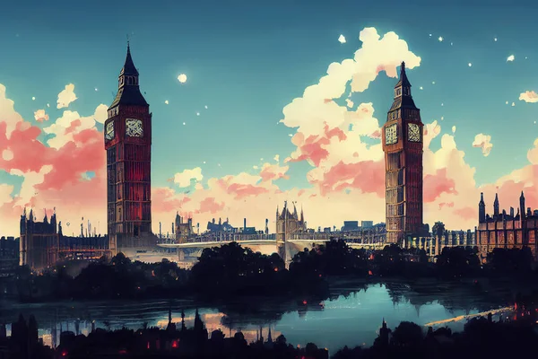London city 2d Anime illustration V2 High quality 2d illustration