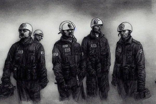 Command and Control Center Officers ,Hand Drawn V1 High quality 2d illustration