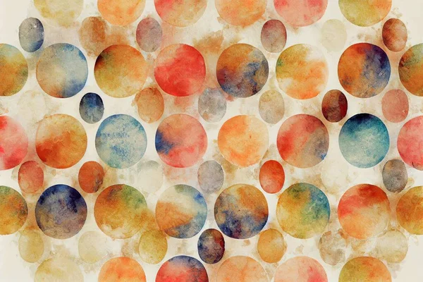Watercolor seamless pattern with natural fall autumn in abstract style. Abstract circle art background. Vintage print. Texture paper. seamless pattern. Contemporary art.2d style, anime style --ar 16