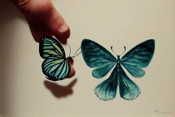 Never touch a butterflys wing with your finger. 2d illustration